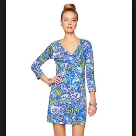 Lilly Pulitzer V neck dress M cats - Picture 4 of 8